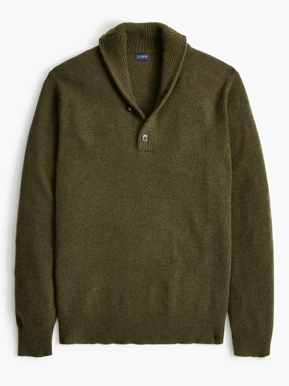 J. Crew Shawl-Collar Lambswool Sweater Dark Olive Size XL